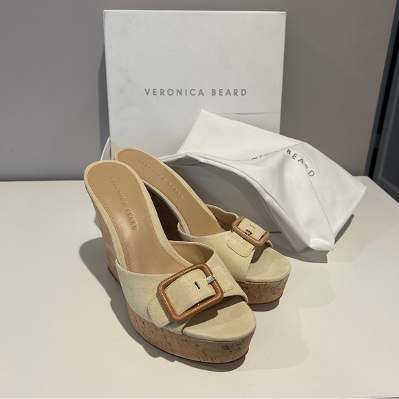Veronica Beard Donata Wedge Sandals Tan size 9 open toe - Picture 8 of 16